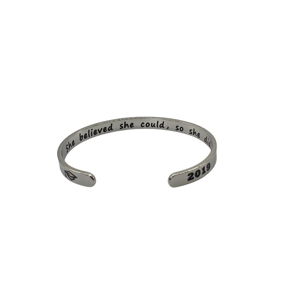 Graduation 2019 Quote Engraved Stainless Steel Silver Cuff Bracelet Unisex‎